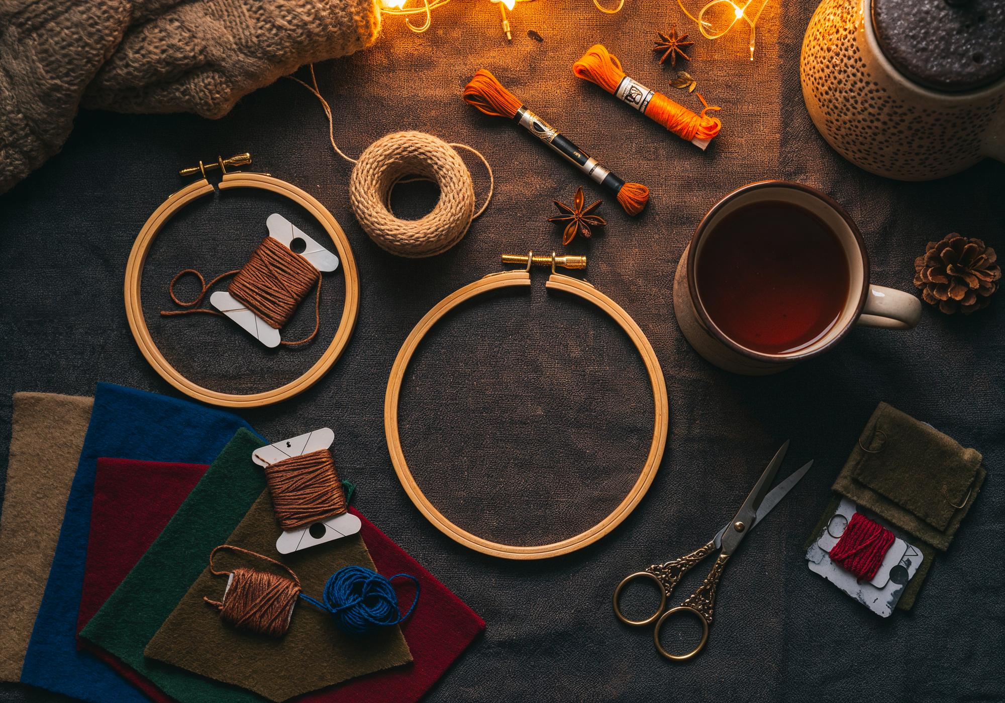 artisan at work with hoop and thread