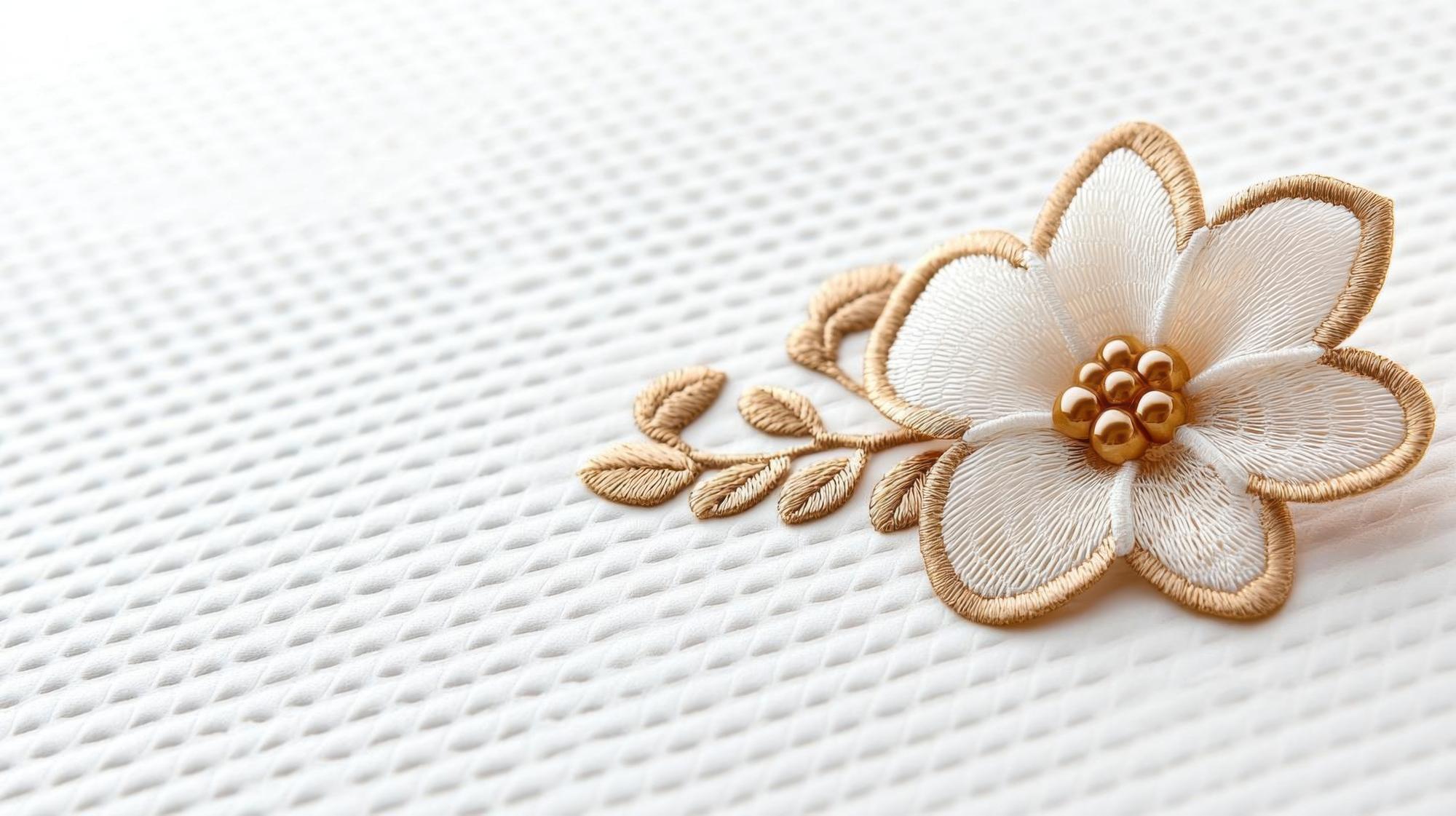 close-up of metallic thread highlights